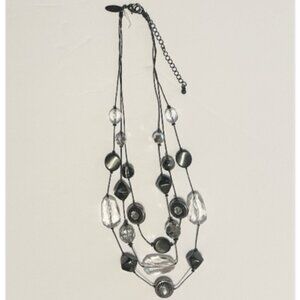 Women's Vintage Three Layer Silver/Black 10" Fashion Necklace